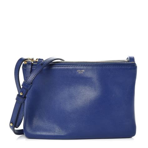 CELINE Lambskin Small Trio Crossbody Bag Electric Blue 